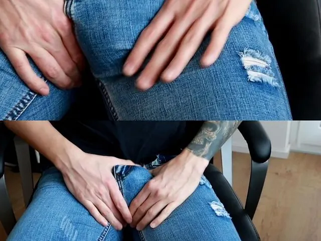 Beule in blue jeans massiert (no cum)