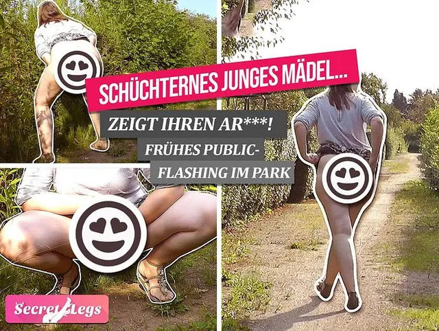 Schüchternes ************ zeigt ihren Arsch - Frühes Public-Flashing im Park