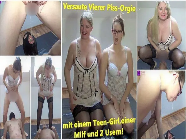 Versaute Vierer Piss-Orgie, mit einem Teen-Girl,einer Milf und 2 Usern!