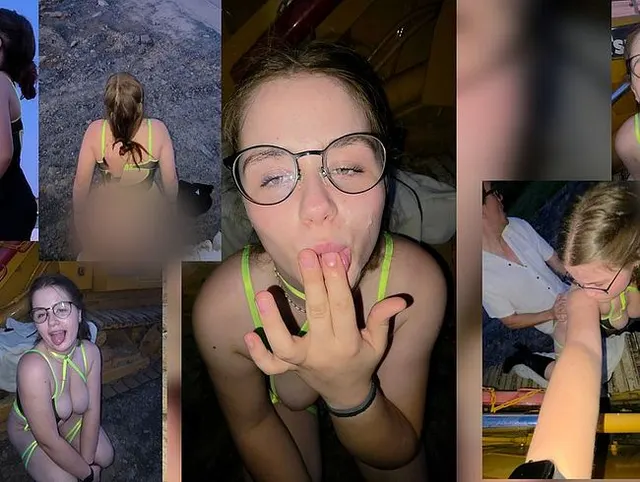 Auf der Baustelle in Dessous gefickt und fette Ladung Sperma ins Gesicht bekommen