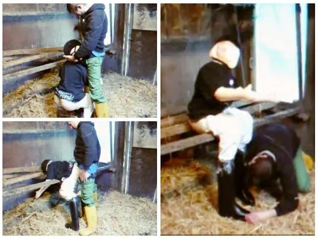 Gummipuppe in Stall