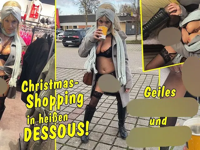Christmas-Shopping in heißen Dessous! Da wird geil gewichst und in den Kaffee gepisst!!