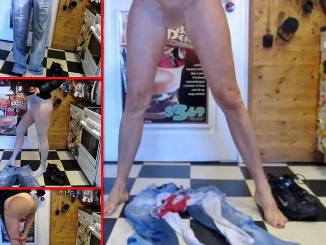 Strip nach Treppenpiss auf Jeans und weiße FSH