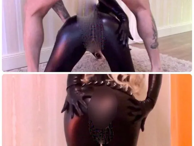 Fick mich durch den engen Leder Catsuit in mein Arsch