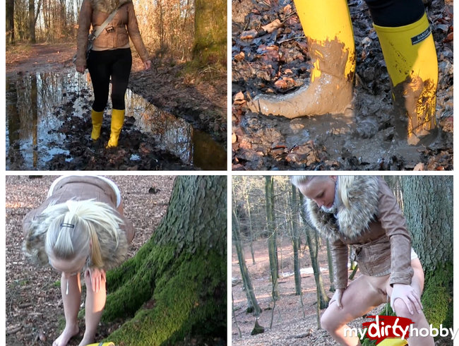 Einsauen, anpissen, vollrotzen - Gummistiefel Girl im Schlamm