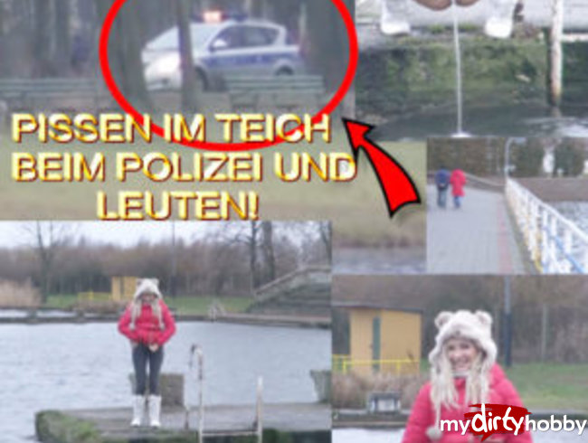 PISSEN IM TEICH BEI POLIZEI UND LEUTEN!