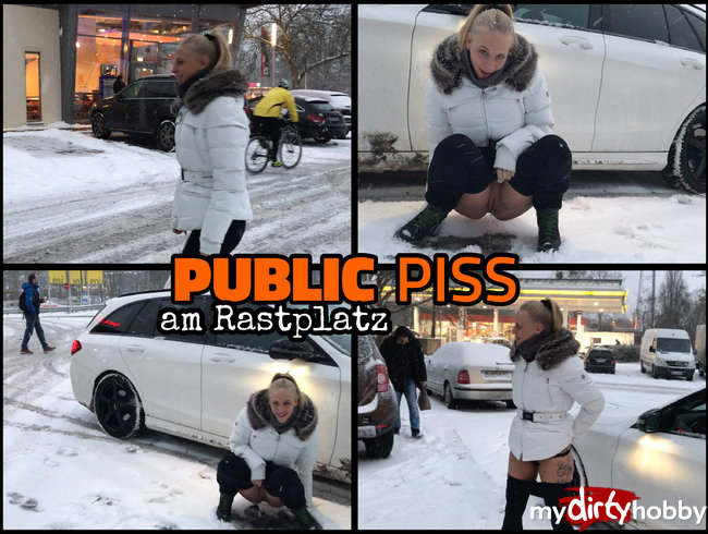 Mega Public PISS - Mitten auf dem Rastplatz abgepisst