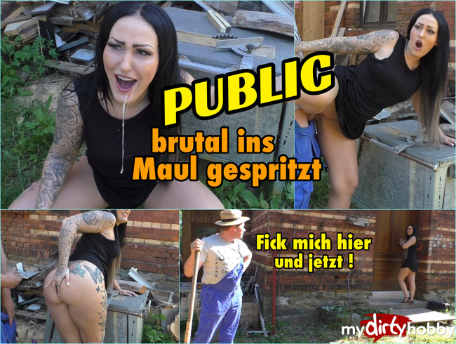 PUBLIC brutal ins Maul gespritzt! Spontan jetzt!