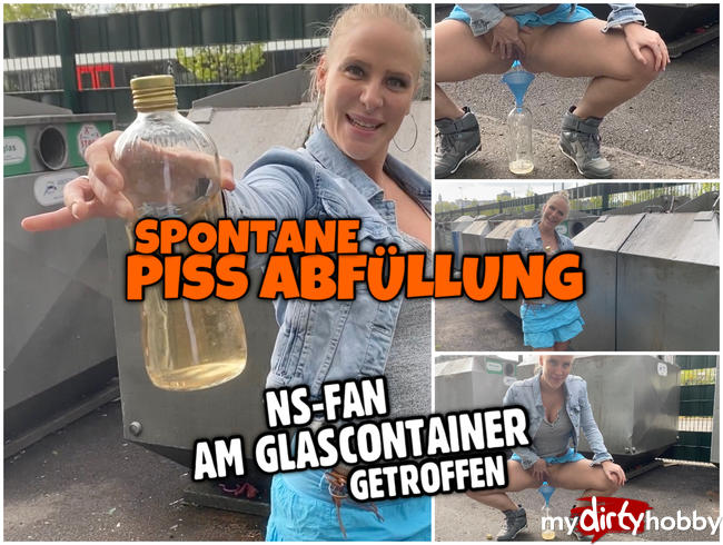 Spontane PUBLIC PISS Abfüllung | Fan am Glas Container getroffen