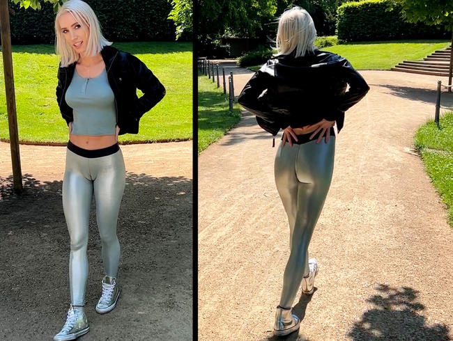 Schwanzbeschauung im Park! In Cameltoe Leggings hart gefickt!!