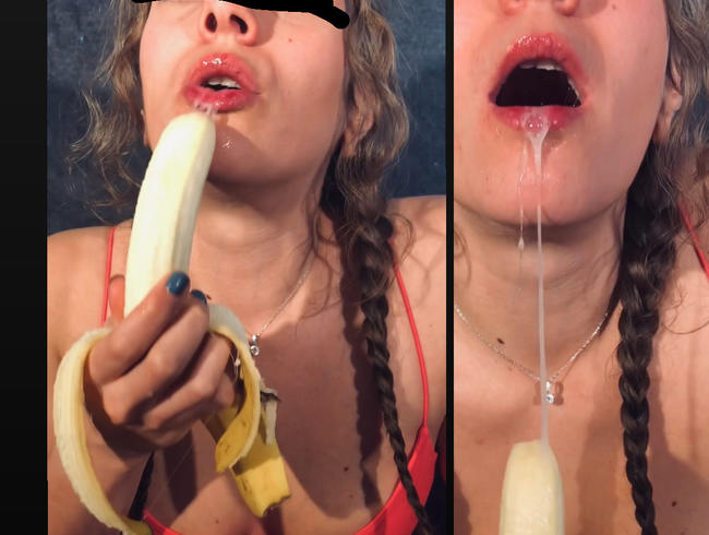 Triefender Blowjob für die Banane